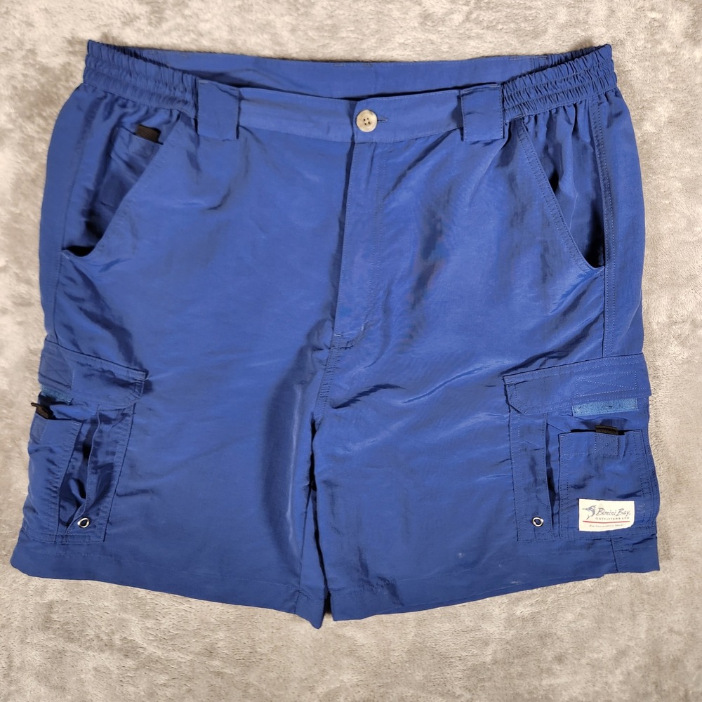Bimini Bay Cargo Shorts Mens 42 Blue Excellent Performance Gear Fishing Hiking